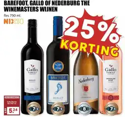 MCD Supermarkt BAREFOOT, GALLO OF NEDERBURG THE WINEMASTERS WIJNEN aanbieding