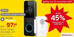 Praxis Eufy video deurbel kit wifi wit 1080p aanbieding