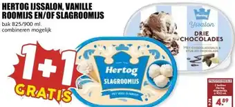 MCD Supermarkt HERTOG IJSSALON, VANILLE ROOMIJS EN/OF SLAGROOMIJS aanbieding
