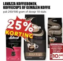 MCD Supermarkt LAVAZZA KOFFIEBONEN, KOFFIECUPS OF GEMALEN KOFFIE aanbieding