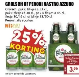 MCD Supermarkt GROLSCH OF PERONI NASTRO AZZURO aanbieding
