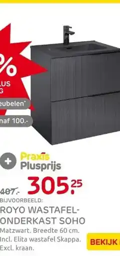 Praxis Royo Wastafelonderkast Soho 60cm - Zwart aanbieding