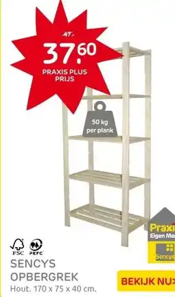 Praxis Sencys opbergrek met 5 legplanken hout aanbieding
