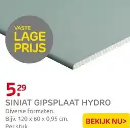 Praxis Siniat - vochtwerende gipsplaat - aanbieding