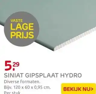 Praxis Siniat - vochtwerende gipsplaat - aanbieding