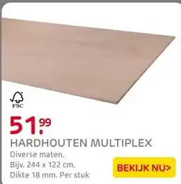 Praxis Multiplex hardhout 244X122cm 18mm aanbieding