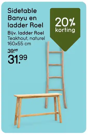 Leen Bakker Sidetable Banyu en ladder Roel aanbieding