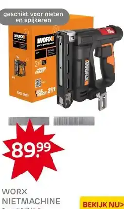 Praxis Worx nietmachine WX843.9 20V (zonder aanbieding