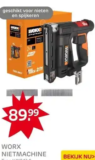 Praxis Worx nietmachine WX843.9 20V (zonder aanbieding