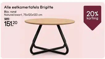 Leen Bakker Alle eetkamertafels Brigitte aanbieding