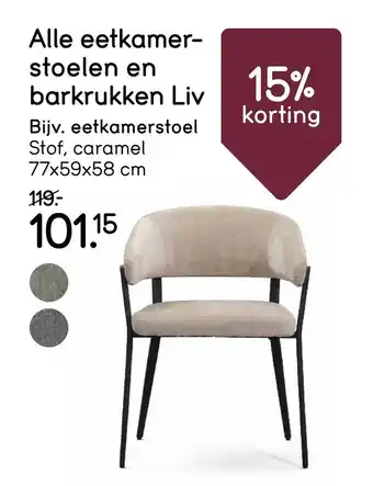 Leen Bakker Alle eetkamer stoelen en barkrukken Liv aanbieding