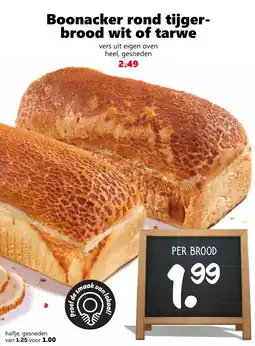 Coop Boonacker rond tijger- brood wit of tarwe aanbieding