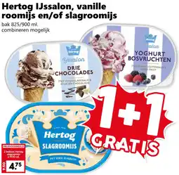 Coop Hertog IJssalon, vanille roomijs en/of slagroomijs aanbieding