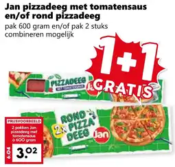 Coop Jan pizzadeeg met tomatensaus en/of rond pizzadeeg aanbieding