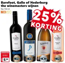 Coop Barefoot, Gallo of Nederburg the winemasters wijnen aanbieding
