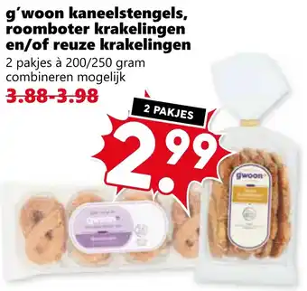 Coop g'woon kaneelstengels, roomboter krakelingen en/of reuze krakelingen aanbieding