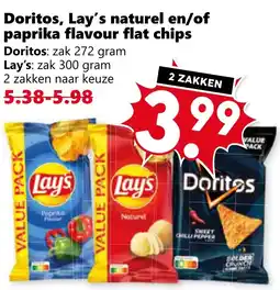 Coop Doritos, Lay's naturel en/of paprika flavour flat chips aanbieding