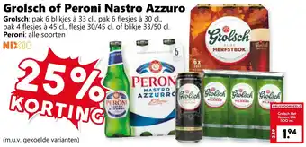 Coop Grolsch of Peroni Nastro Azzuro aanbieding