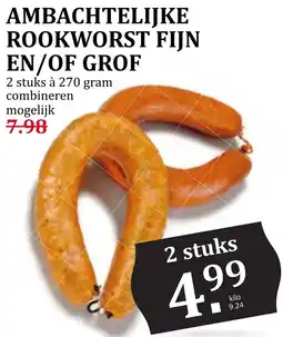 Coop AMBACHTELIJKE ROOKWORST FIJN EN/OF GROF aanbieding