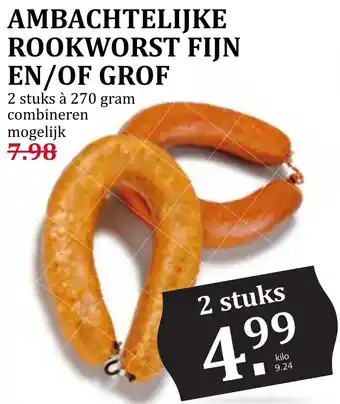 Coop AMBACHTELIJKE ROOKWORST FIJN EN/OF GROF aanbieding