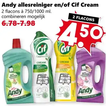 Coop Andy allesreiniger en/of Cif Cream aanbieding