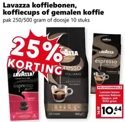Coop Lavazza koffiebonen, koffiecups of gemalen koffie aanbieding