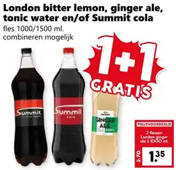 Coop London bitter lemon, ginger ale, tonic water en/of Summit cola aanbieding
