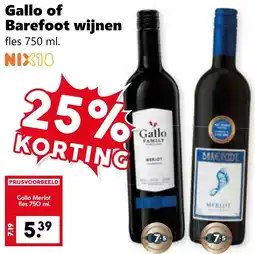 Coop Gallo of Barefoot wijnen aanbieding
