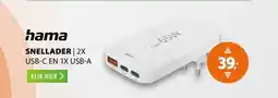 Expert Hama Snellader 2x USB-C 1x USB-A platte mini-oplader PD 65 W Wit aanbieding