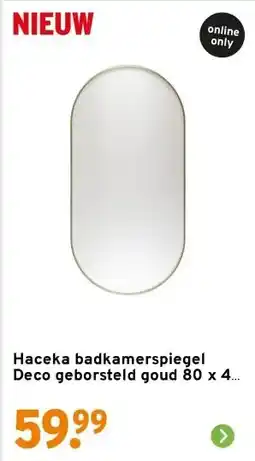 GAMMA Haceka badkamerspiegel Deco geborsteld goud 80 x 40 cm ovaal aanbieding