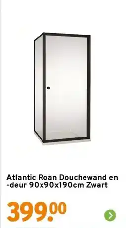 GAMMA Atlantic Roan Douchewand en -deur 90x90x190cm Zwart aanbieding