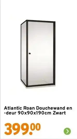 GAMMA Atlantic Roan Douchewand en -deur 90x90x190cm Zwart aanbieding