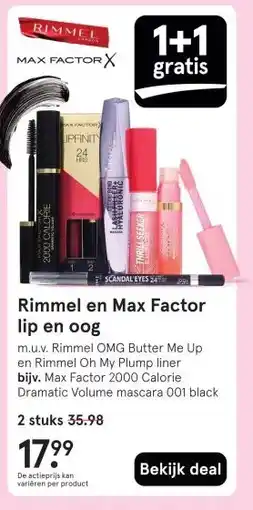 Etos Rimmel en Max Factor lip en oog aanbieding