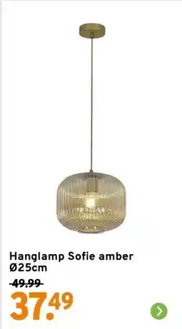 GAMMA Hanglamp Sofie amber Ø25cm aanbieding