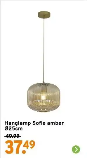 GAMMA Hanglamp Sofie amber Ø25cm aanbieding