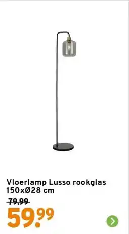 GAMMA Vloerlamp Lusso rookglas 150xØ28 cm aanbieding