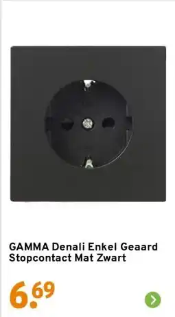GAMMA GAMMA Denali Enkel Geaard Stopcontact Mat Zwart aanbieding