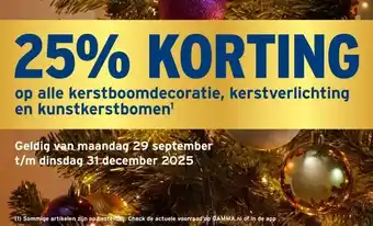 GAMMA alle kerstboomdecoratie, kerstverlichting en kunstkerstbomen' aanbieding
