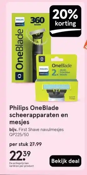 Etos Philips OneBlade scheerapparaten en mesjes aanbieding