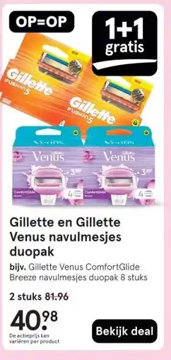 Etos Gillette en Gillette Venus navulmesjes duopak aanbieding