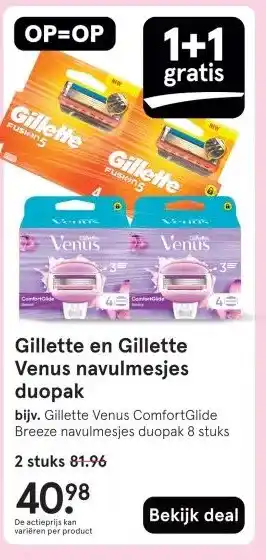 Etos Gillette en Gillette Venus navulmesjes duopak aanbieding
