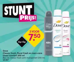DA Dove Classic fresh, floral fresh en men+care clean comfort 200 ml aanbieding