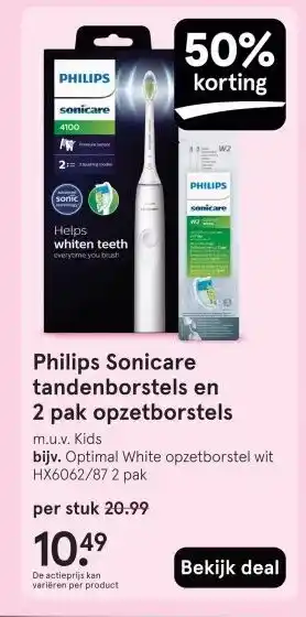 Etos Philips Sonicare tandenborstels en 2 pak opzetborstels aanbieding