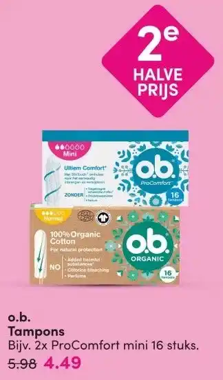 DA o.b. Tampons aanbieding