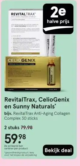 Etos RevitalTrax, CelioGenix en Sunny Naturals aanbieding