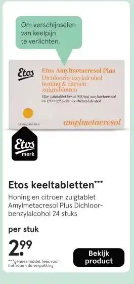Etos Etos keeltabletten aanbieding