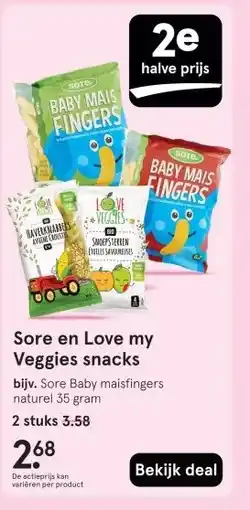 Etos Sore en Love my Veggies snacks aanbieding