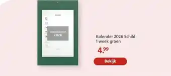 Bruna Kalender 2026 Schild 1 week groen aanbieding