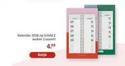 Bruna Kalender 2026 op Schild 2 weken 2 assorti aanbieding