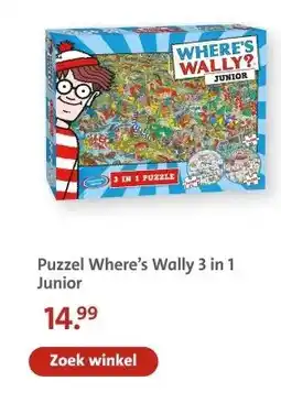 Bruna Puzzel Where's Wally 3 in 1 Junior aanbieding